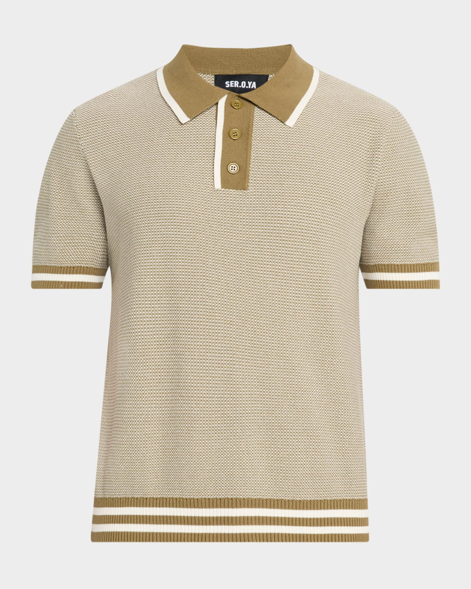 Men's Ethan Knit Stripe-Trim Polo Shirt | Neiman Marcus