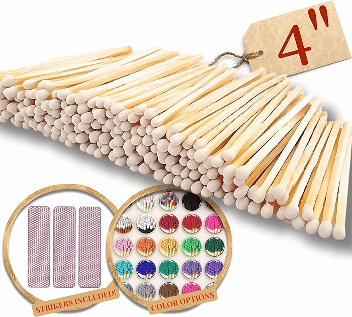 4" Long Color Matches (200 Count) | Colorful Loose 4 Inch Wooden Safety Match Sticks for Candle D... | Amazon (US)