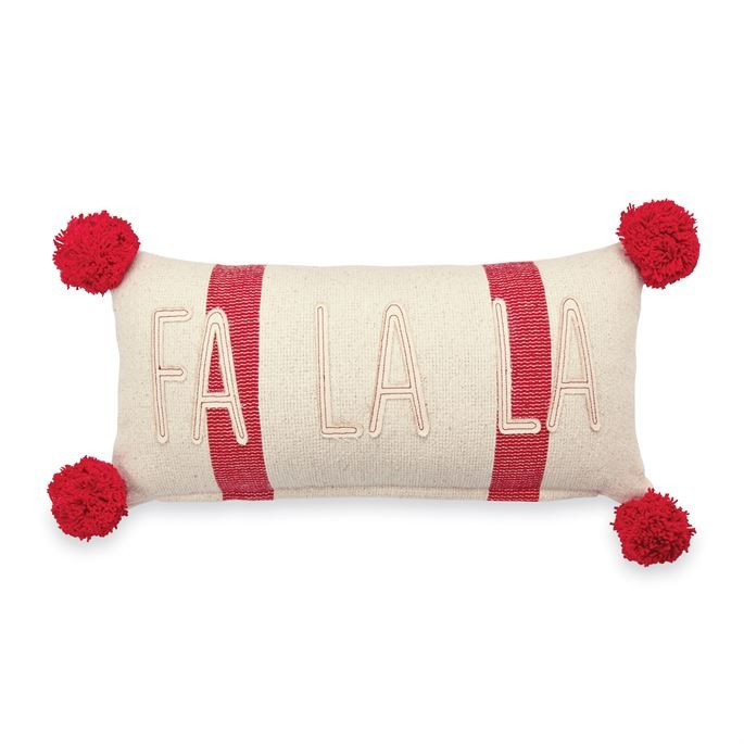 Mud Pie Fa La La Striped Pom-Pom Pillow, RED | Mud Pie (US)