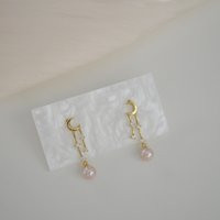 Luna-Moon & Star Pearl Earrings, Gold Vermeil Earrings, Dainty Drop Earring, Gift For Her, Everyday Earring | Etsy (UK)