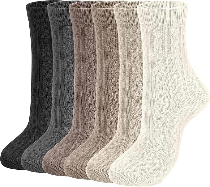 2-6 Pairs Merino Wool Warm Socks for Women, Hiking Cozy Thermal Crew Boot Socks for Winter And Ch... | Amazon (US)