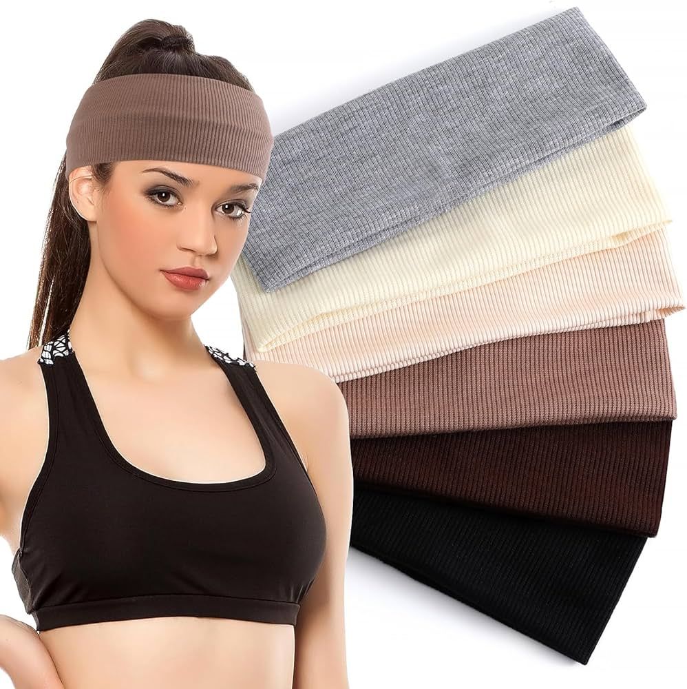 Bessrung 6 PCS Headbands for Women, Sweat Bands Headbands for Women, Soft Fabric Hair Bands for T... | Amazon (US)