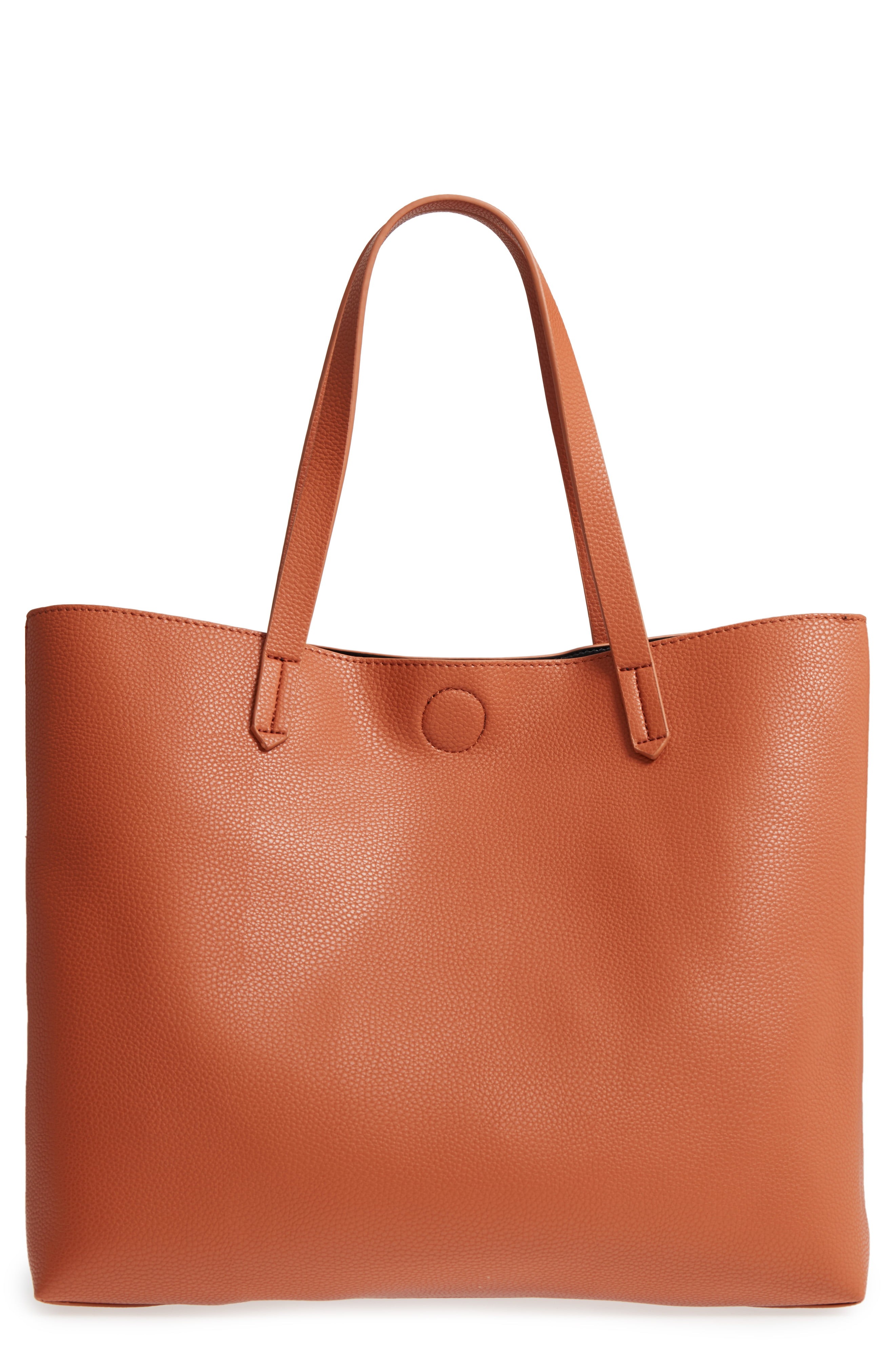 Contrast Lining Faux Leather Tote | Nordstrom