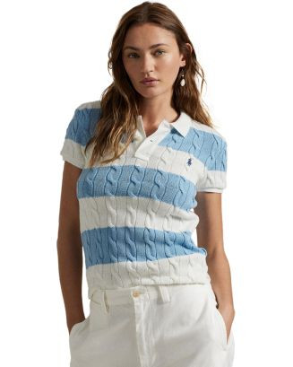 Slim Fit Cable Knit Polo Shirt | Bloomingdale's (AU)