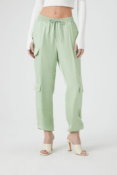 Satin Mid-Rise Cargo Pants | Forever 21