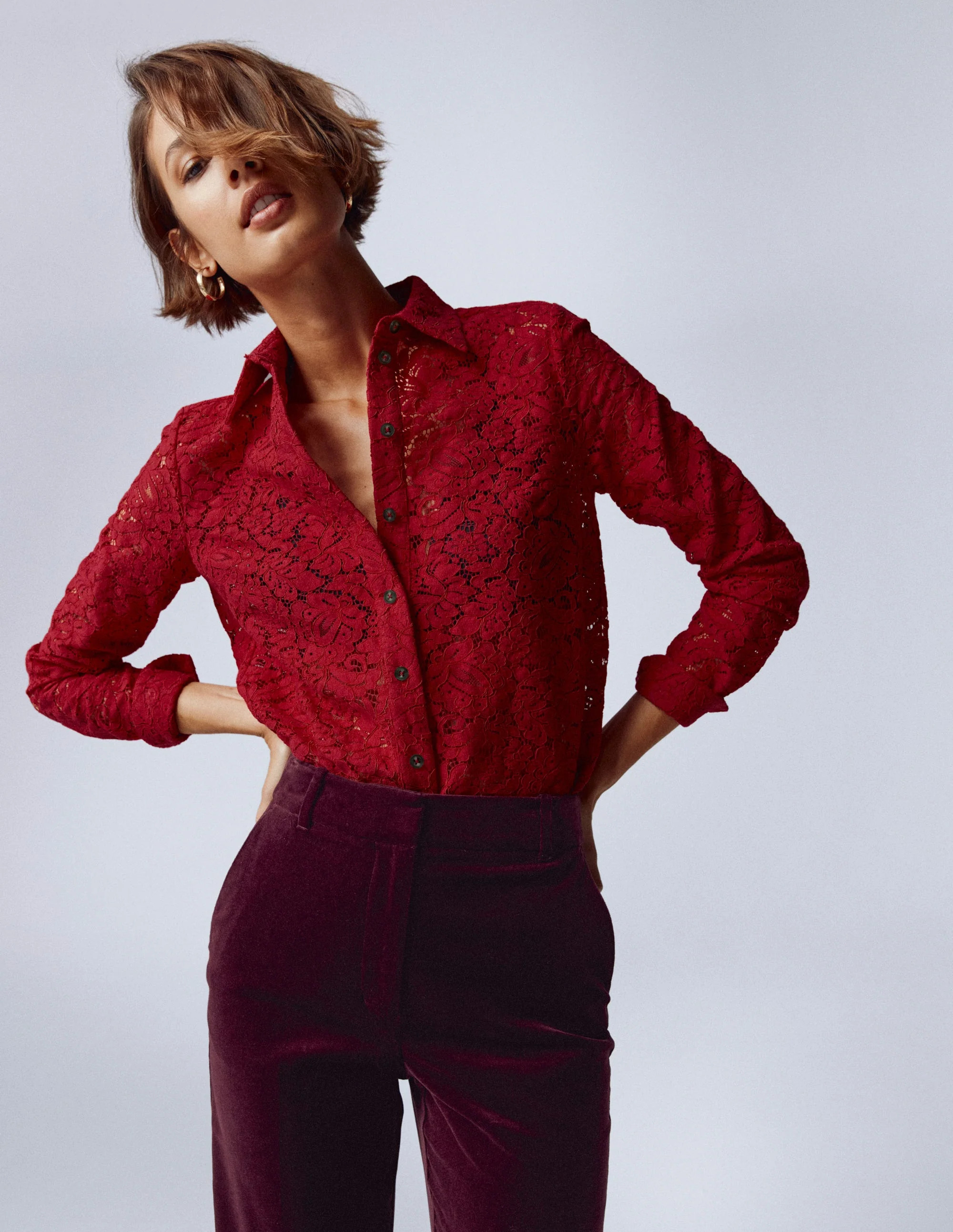 Lace Shirt-Rumba Red | Boden (US)
