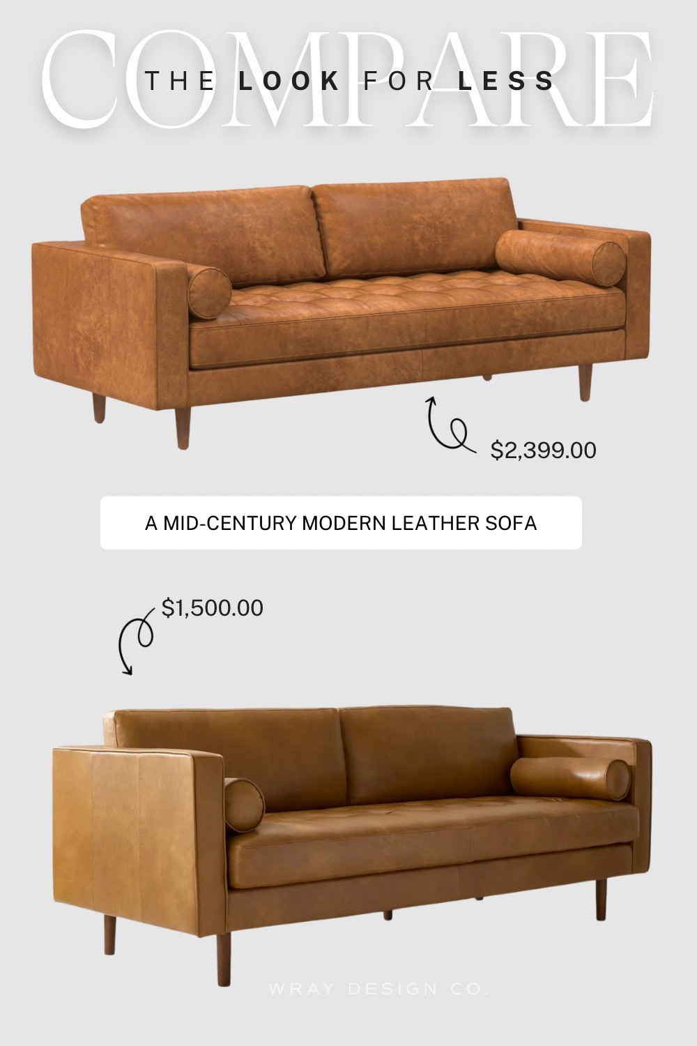Your weekly look for less is here! Featuring a mid-century modern leather sofa. Will you splurge or are you buying the dupe? Let me know in the comments! @Quince

#LTKHome