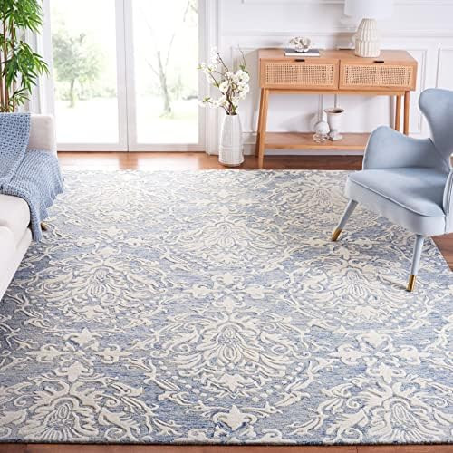 SAFAVIEH Blossom Collection 8' x 10' Blue/Ivory BLM107B Handmade Premium Wool Area Rug | Amazon (US)