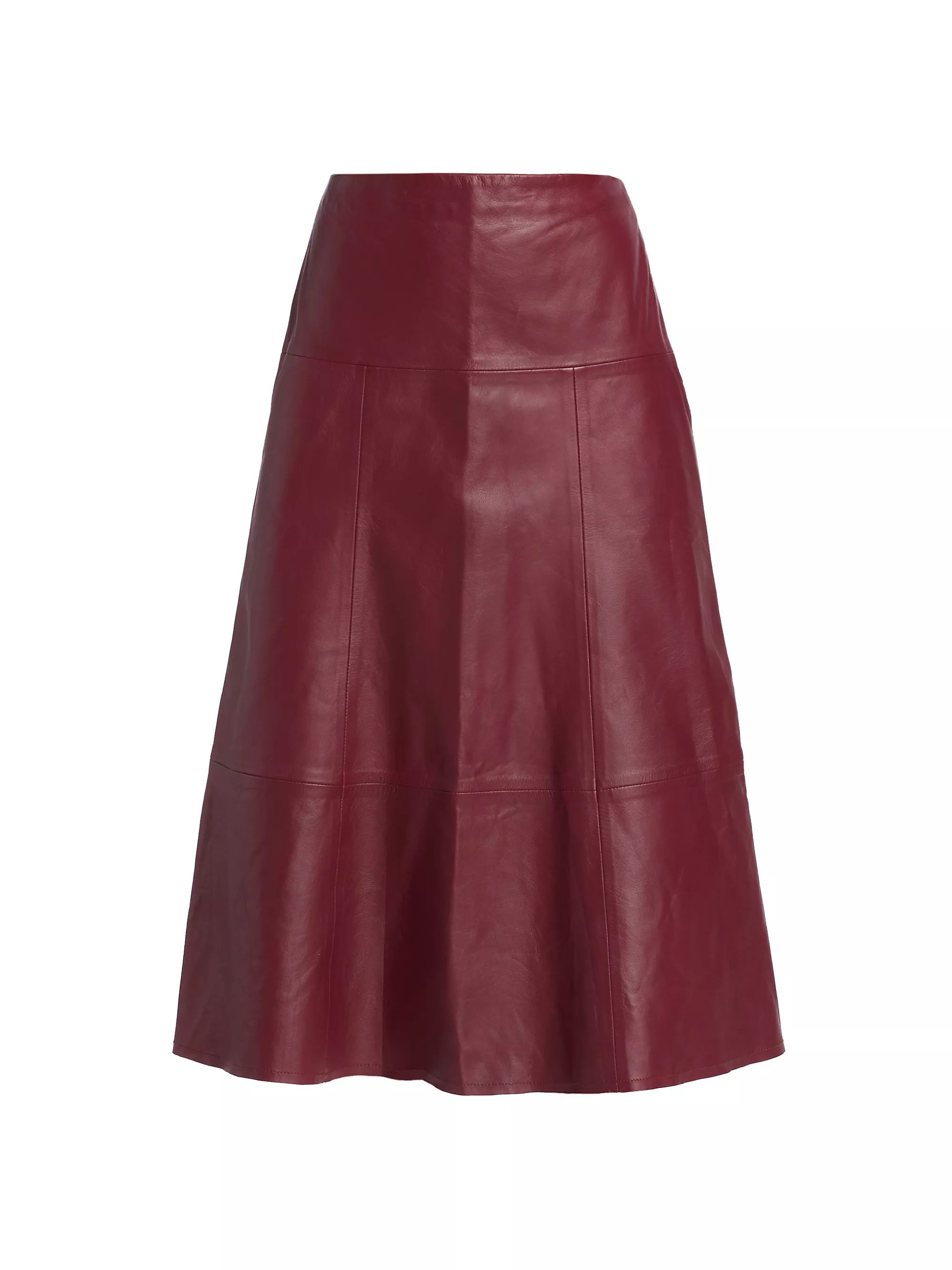 Flared Leather Midi-Skirt | Saks Fifth Avenue