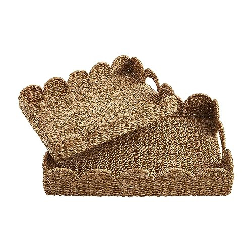Mud Pie Nested Scallop Woven Trays Set; 21.63"X15.75" | Amazon (US)