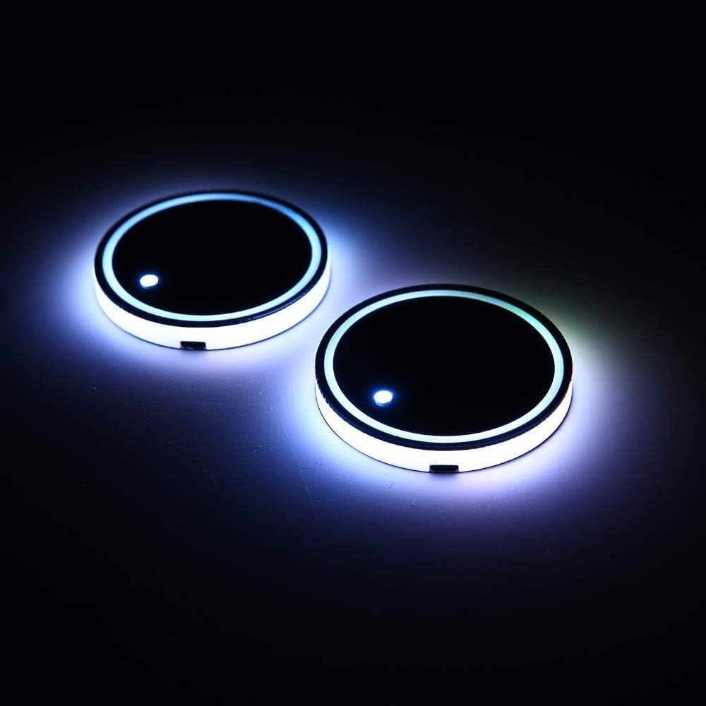 LED Cup Holder Lights, 2pcs LED Car Coasterss with 7 Colors Luminescent Light Cup Pad, USB Chargi... | Amazon (US)