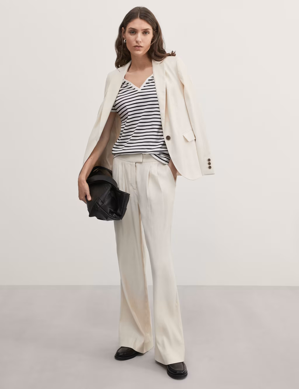 Pure Mercerised Cotton Striped V-Neck Top | Marks & Spencer (UK)