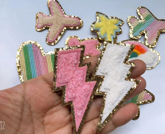 Sticker Colorful Chenille Embroidered hearts or stars or rainbow Patch adhesive  letter patches- ... | Etsy (US)