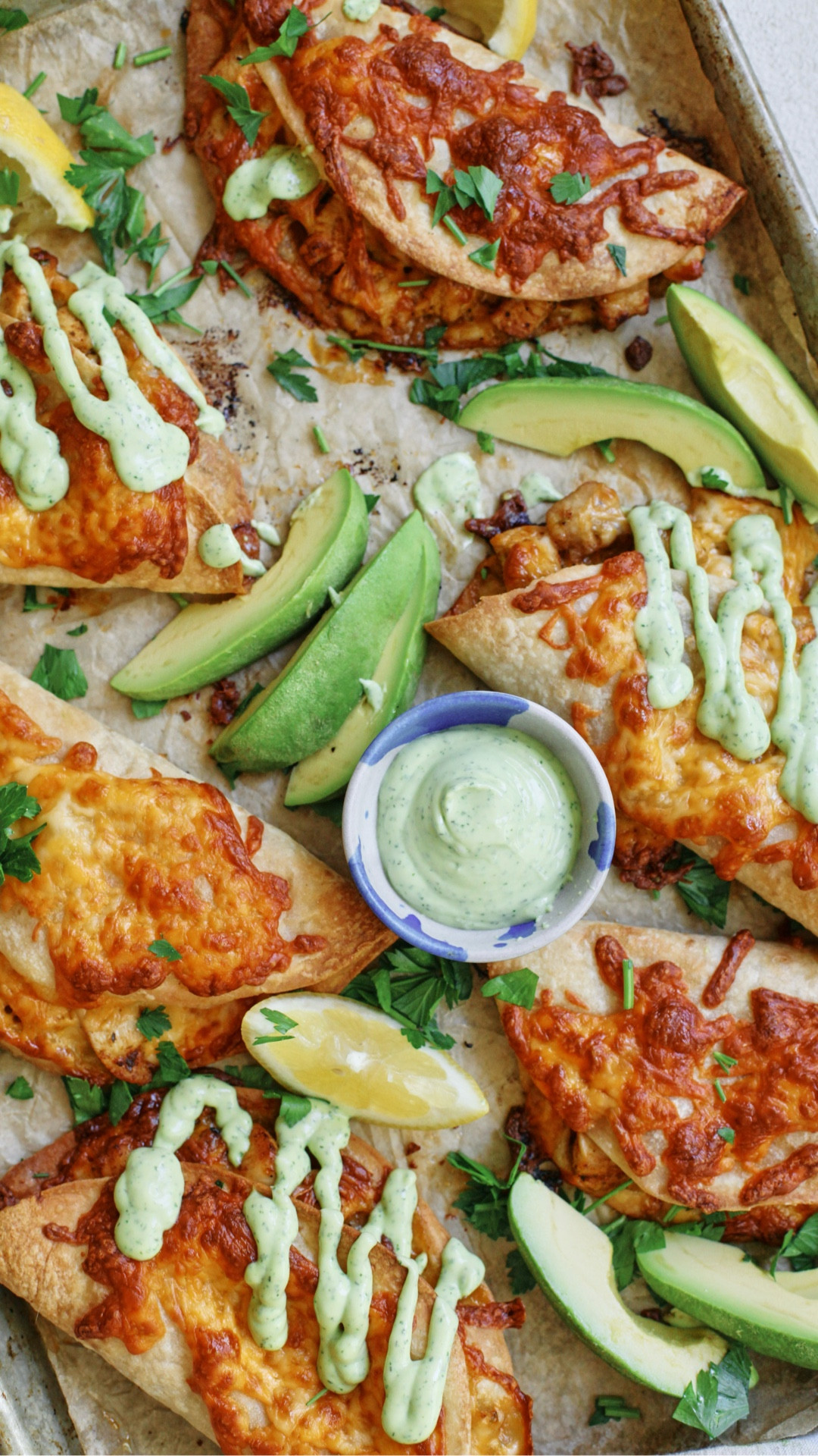 Crispy, cheesy chicken sheet pan tacos!

The green goddess ranch though...

I make a big batch of these and then freeze them for meal prep throughout the week! They are so crispy, sooo cheesy and then you have this punchy green goddess ranch that just brings it all together. 

Link: https://britacooks.com/crispy-chicken-sheet-pan-tacos-with-green-goddess-ranch/

#LTKSeasonal #LTKHome #LTKFindsUnder100