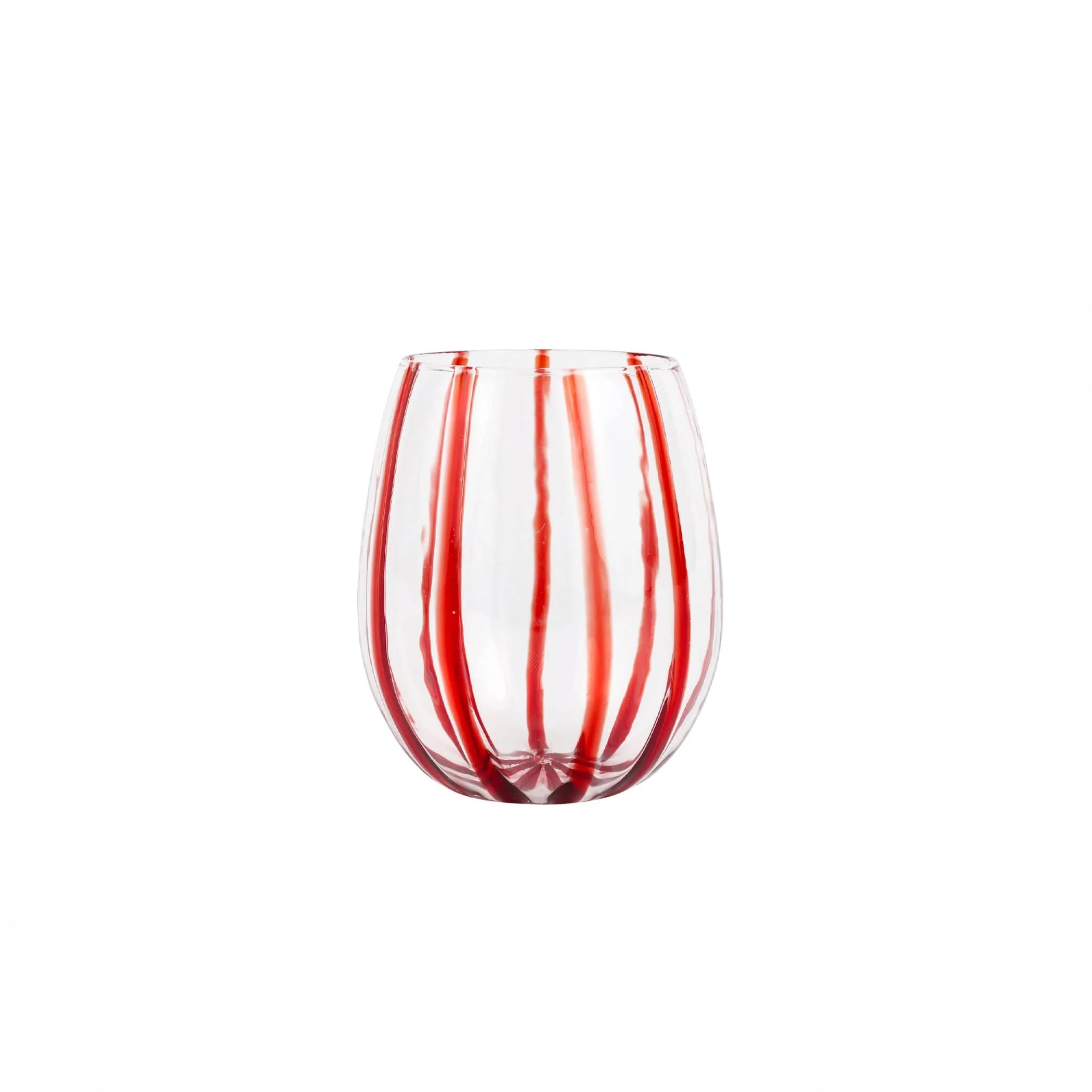 Nuovo Stripe Red Stemless Wine Glass | VIETRI