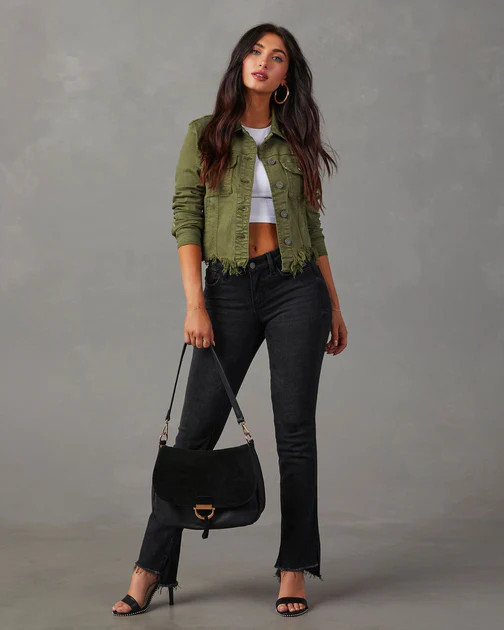 Bancroft Cotton Blend Frayed Jacket - Olive | VICI