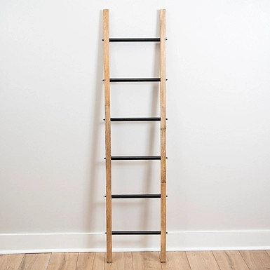 Natural Wood and Black Metal Ladder | Kirkland's Home