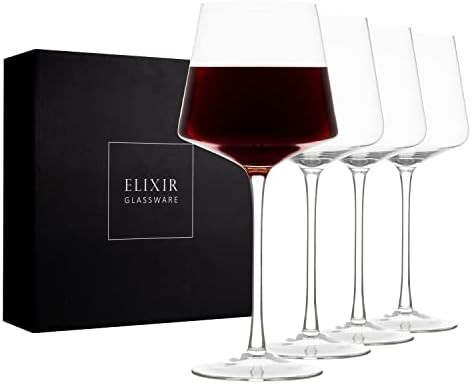Modern Red Wine Glasses Set of 4 – Hand Blown Crystal Wine Glasses – Tall Long Stem Wine Glas... | Amazon (US)