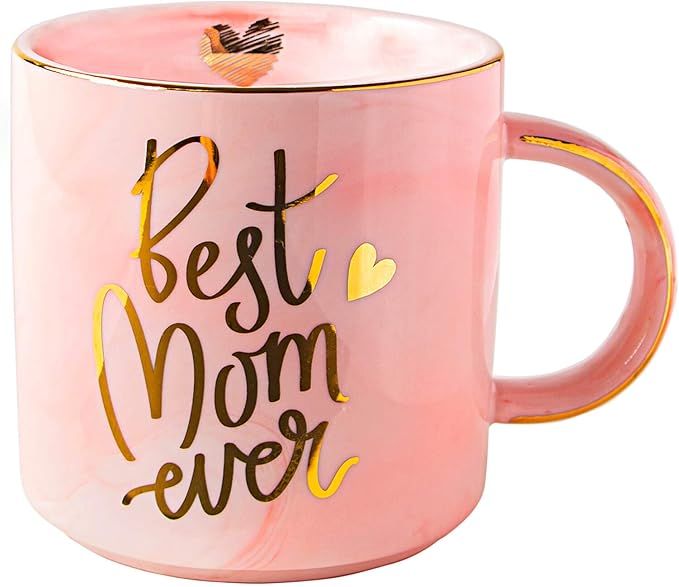 VILIGHT Moms Mug Gifts for Mothers from Daughter and Son - Best Mom Ever Pink Marble Ceramic Coff... | Amazon (US)