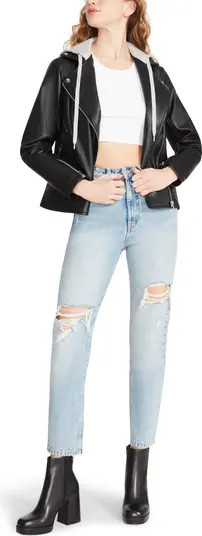 Biker Boo Mixed Media Faux Leather Jacket | Nordstrom