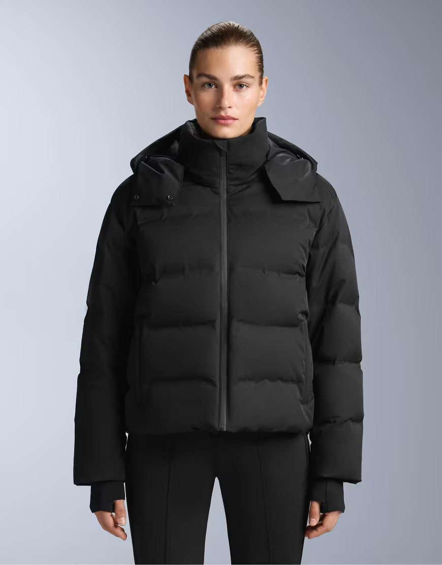 OYSHO Minardi piume ski water-resistant down jacket in black | ASOS (Global)