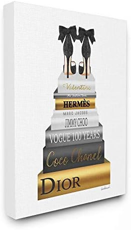 Stupell Industries Fashioner Shoes Bookstack Black Gold Watercolor, Design by Artist Amanda Greenwoo | Amazon (US)