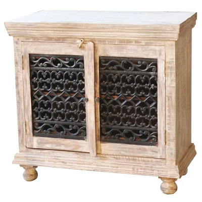 36 Inch Solid Wood Base 2 Iron Lace Doors Accent Server Cabinet | Wayfair North America