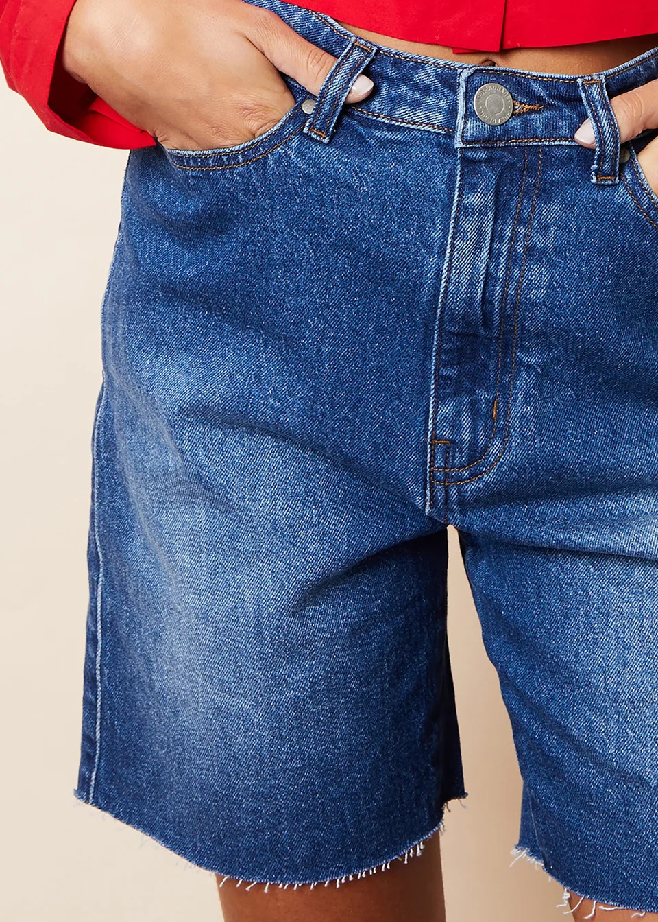 Threadbare Blue Leon Raw Hem Denim Bermuda Shorts - Size 8 | Matalan (UK)