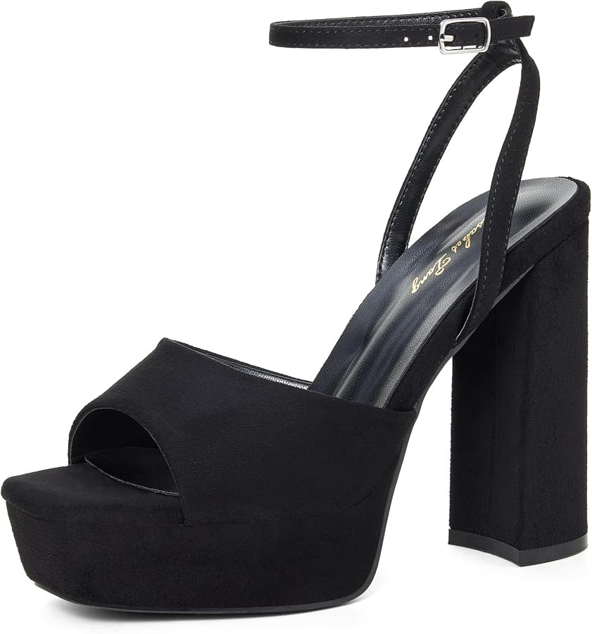 Elisabet Tang Chunky Heeled Platform Sandals for Women,4.7 Inch Block Heels with Open Toe Ankle S... | Amazon (US)