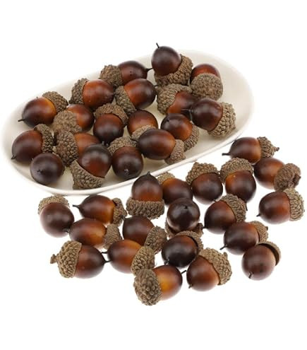Winlyn 100 Pcs Realistic Artificial Acorns Wooden Brown Acorns Autumn Decorations 1.2" Rustic Far... | Amazon (US)
