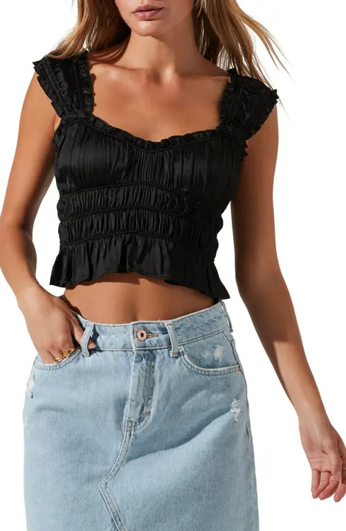 ASTR the Label Rosita Shirred Crop Top in Black at Nordstrom, Size Small | Nordstrom