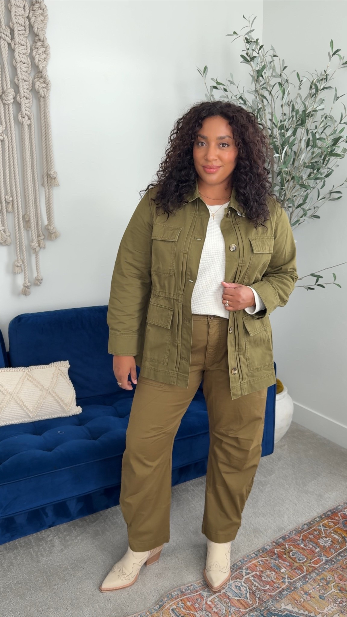 Size L in jacket, and 14 in barrel pants! 
Old navy, on sale 

#LTKSaleAlert #LTKMidsize #LTKFindsUnder50