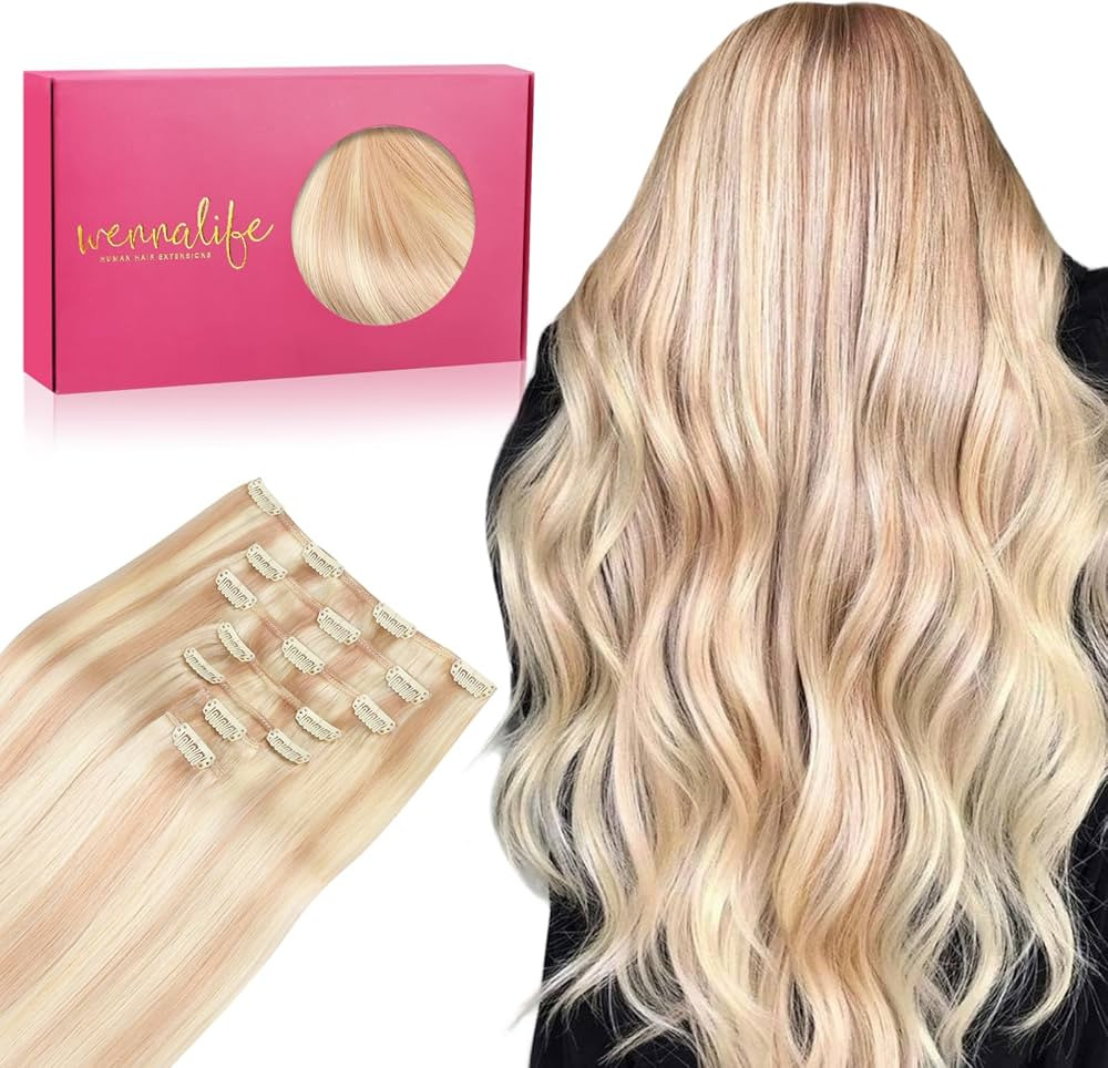 WENNALIFE Clip in Hair Extensions Real Human Hair, 18 Inch 120g 7pcs Human Hair Extensions Clip I... | Amazon (US)