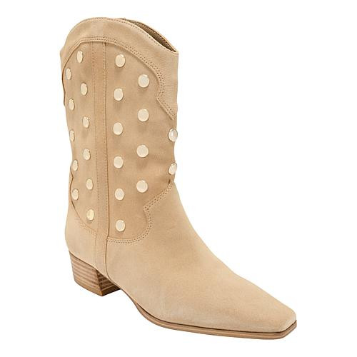 Vince Camuto Prilie Leather Studded Western Boot - Tan - Size 11 | HSN