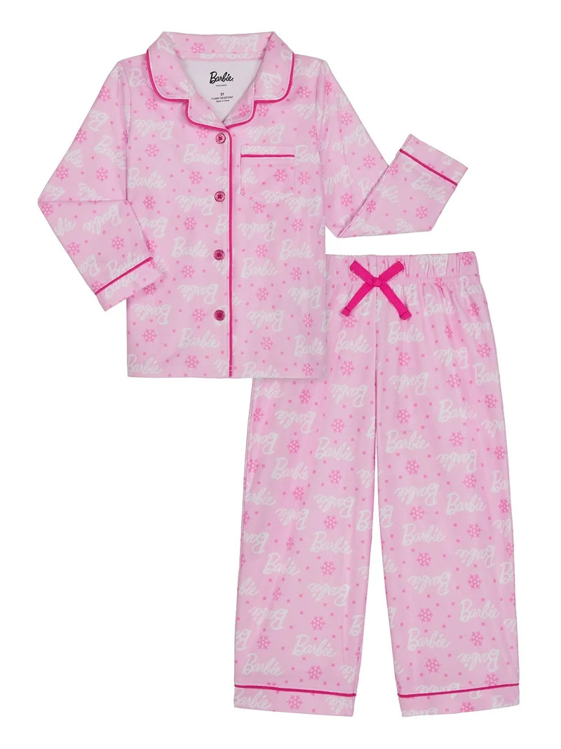 Barbie Toddler Long Sleeve Top and Pants Pajama Coat Set, 2-Pieces, Sizes 2T-5T | Walmart (US)