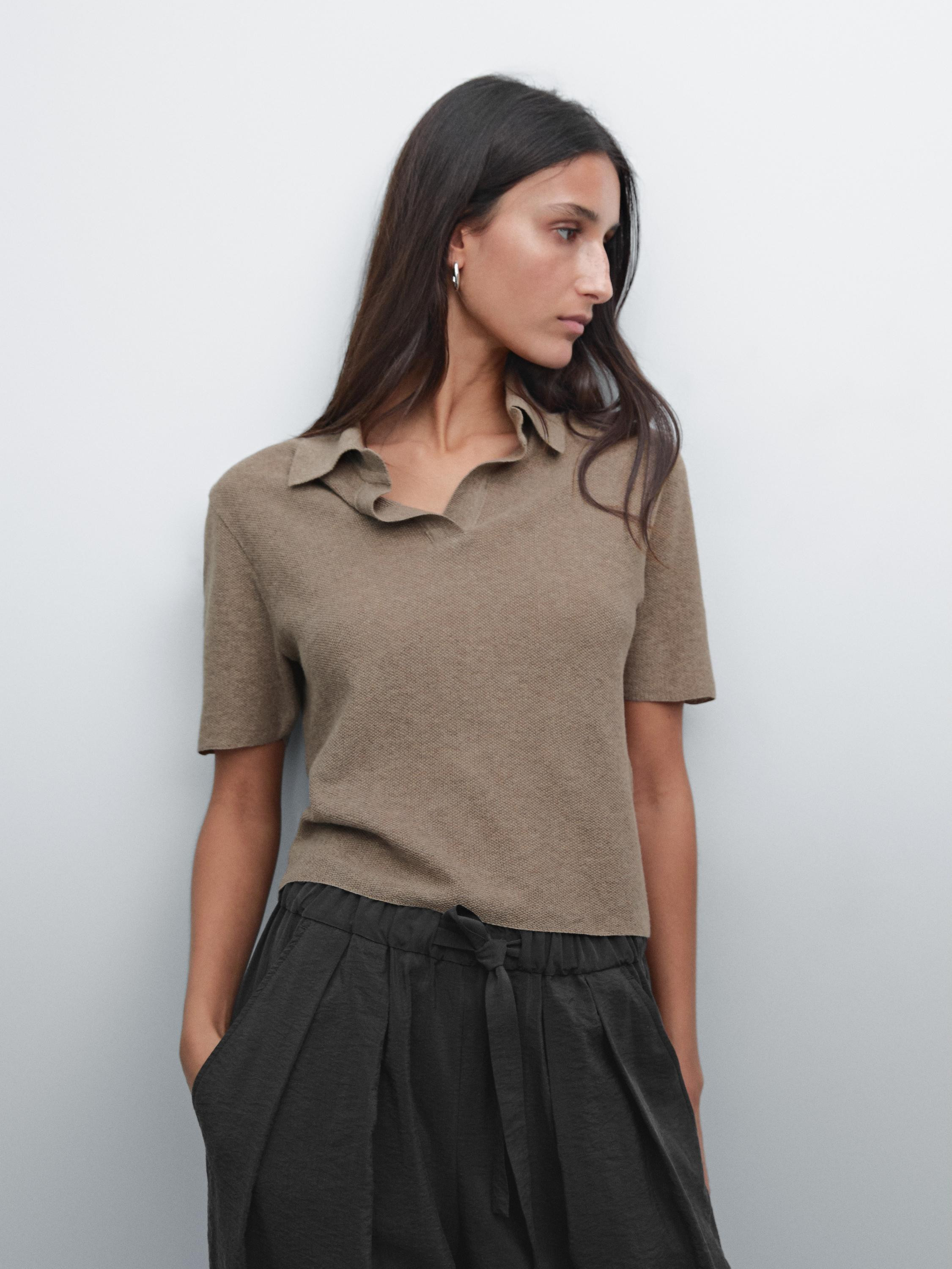 Poloshirt mit kurzen Ärmeln aus Baumwollmischgewebe | Massimo Dutti DE