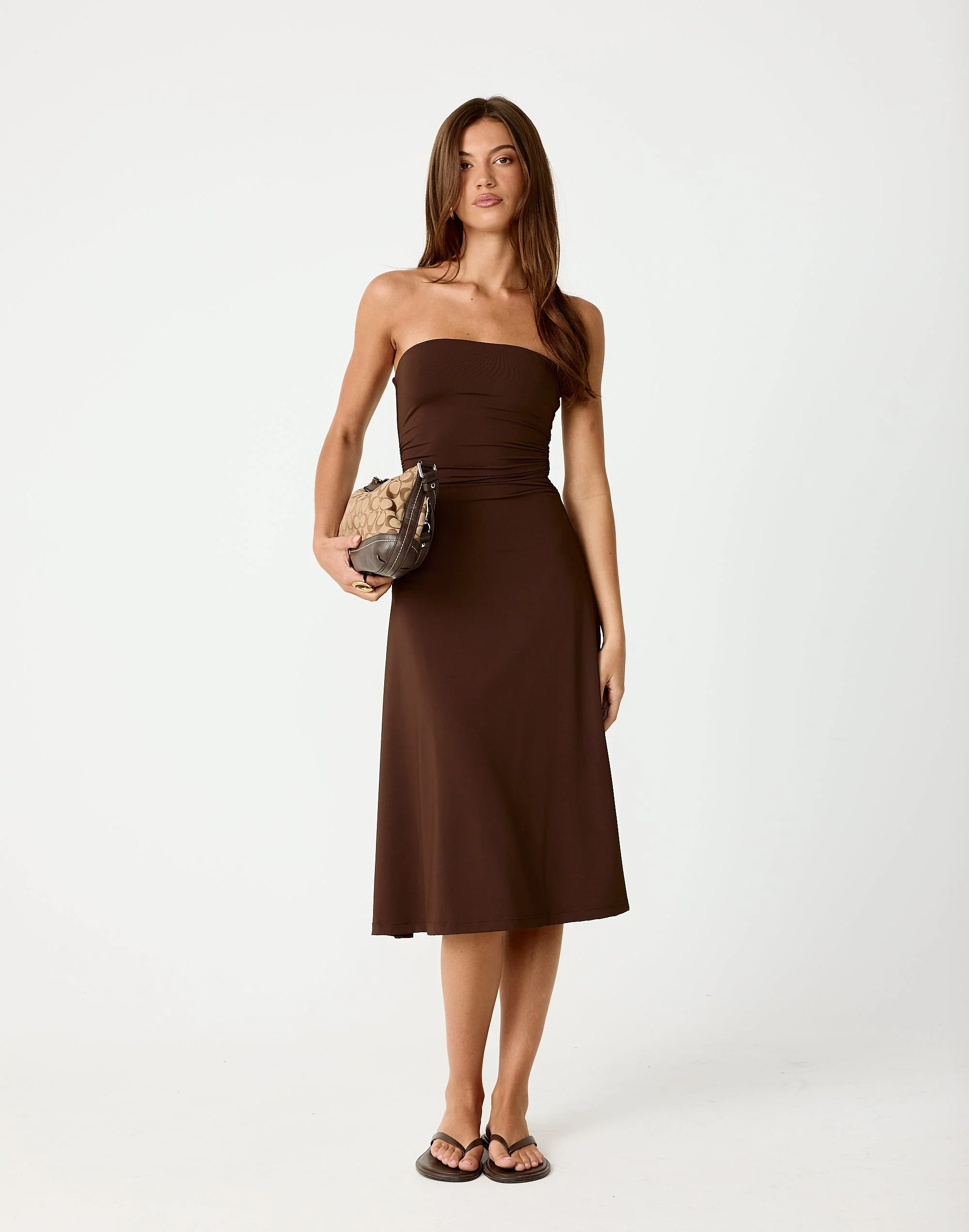 Darya Midi Dress (Chocolate) | Charcoal Clothing US
