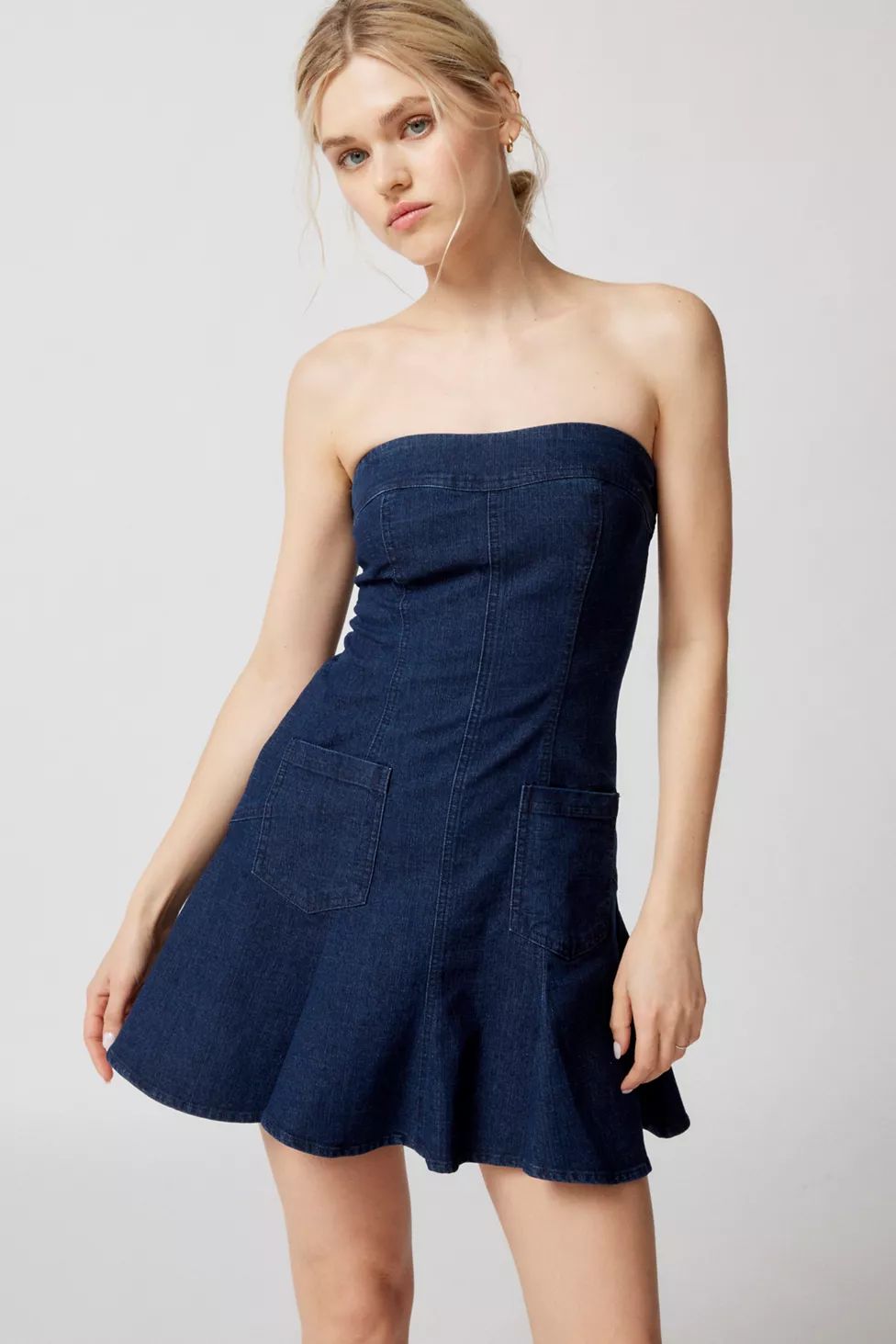 BDG Demi Denim Strapless Mini Dress | Urban Outfitters (US and RoW)