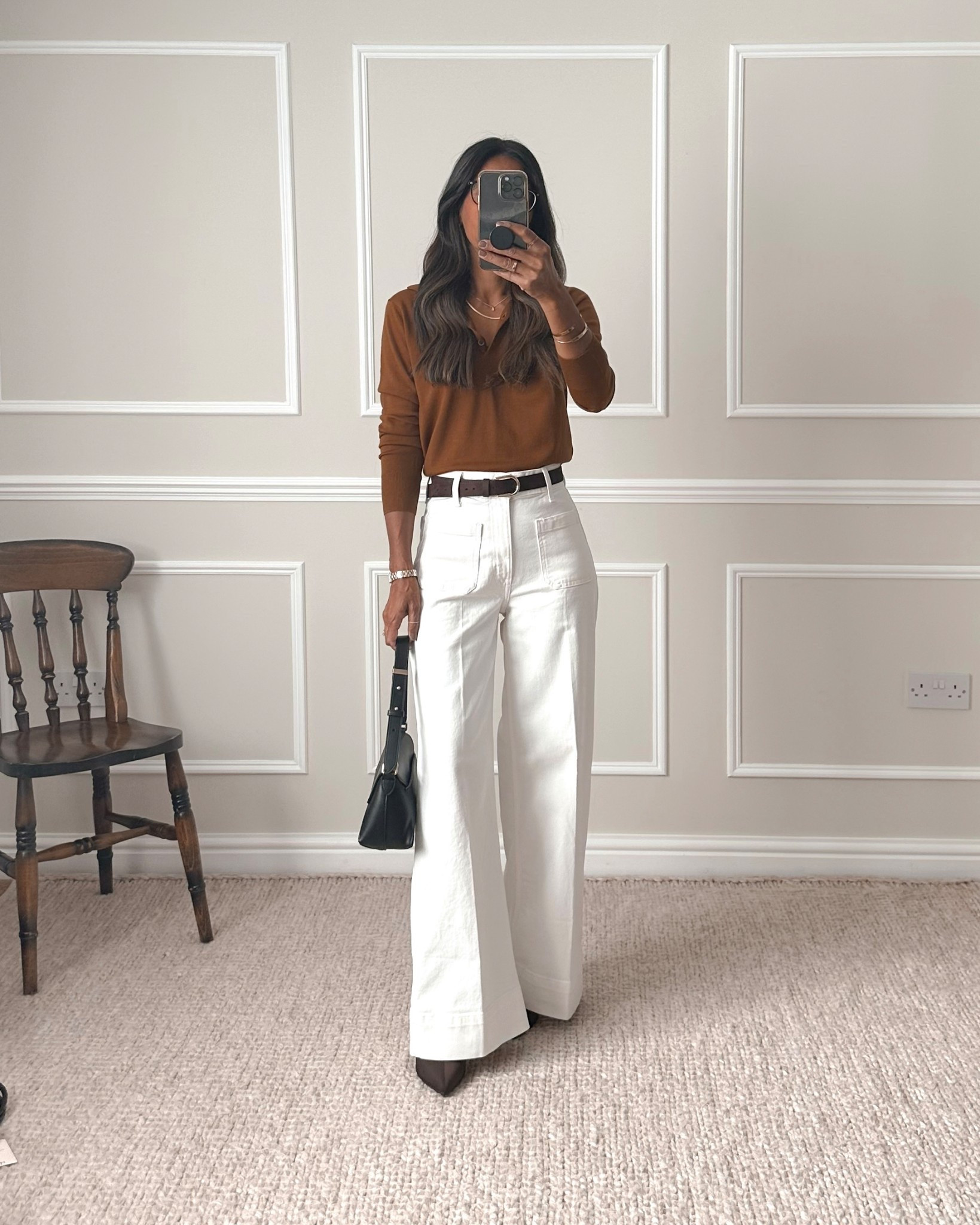 Brown polo knit - wearing size small. I’ve bought these in a few colours as I can pair them with so many jeans and trousers so really versatile piece. 
Tagging the other colours for you that I’ve also picked up. 

Jeans - wearing my regular size - UK size 8. These jeans will definitely will make you look taller. I’m 5’5 and because they’re high waisted and long they will elongate you. Perfect for Autumn paired with heeled boots.

#LTKuk #LTKeurope #LTKjeans