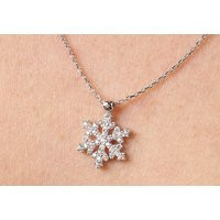 14K Gold Snowflake Necklace, Cubic Zircon Dainty Winter Jewelry, Pendant, Charm | Etsy (US)