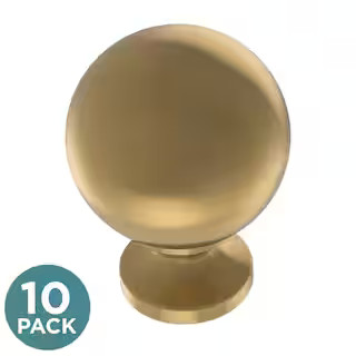 Orb 1-3/16 in. (30 mm) Modern Gold Round Cabinet Knob (10-Pack) | The Home Depot