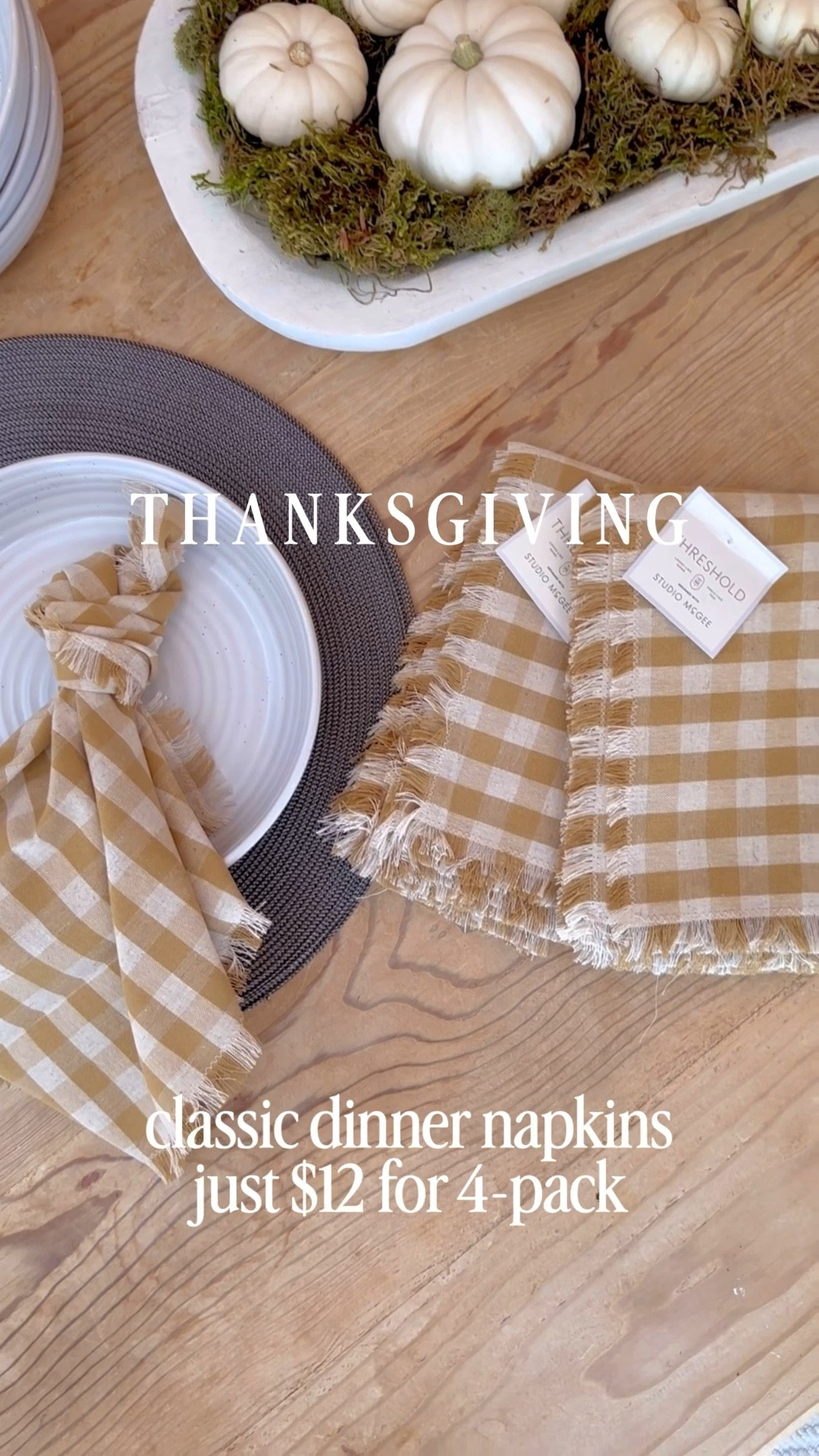 Affordable Dinner Napkins for Your Thanksgiving Table, in a charming cottage core gingham…
#Thanksgiving #Tablescape #ThanksgivingTable #TableTopDecor #ThanksgivingTablescape #DinnerParty #DinnerNapkins #TableLinens #FallTable #jleeinteriors