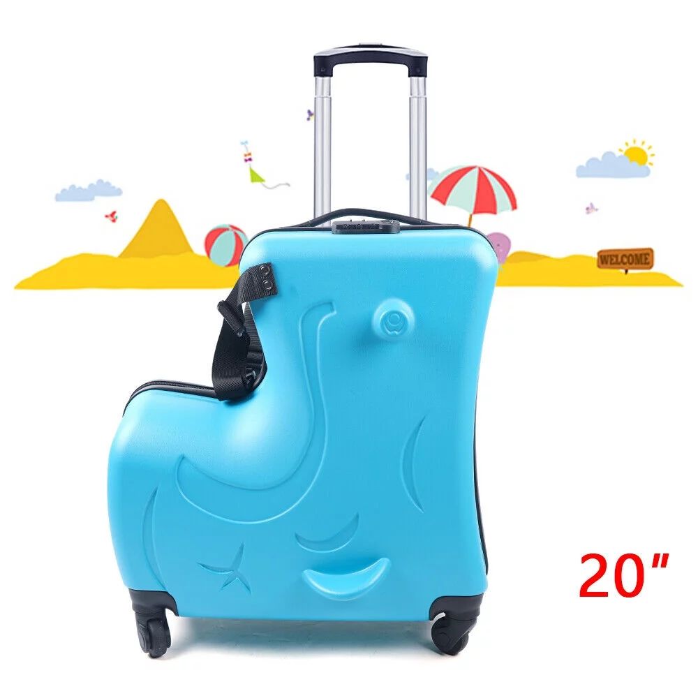OUKANING 20 Inch Kids Travel Luggage Kids Rideable Travel Luggage with Swivel Wheels ABS | Walmart (US)