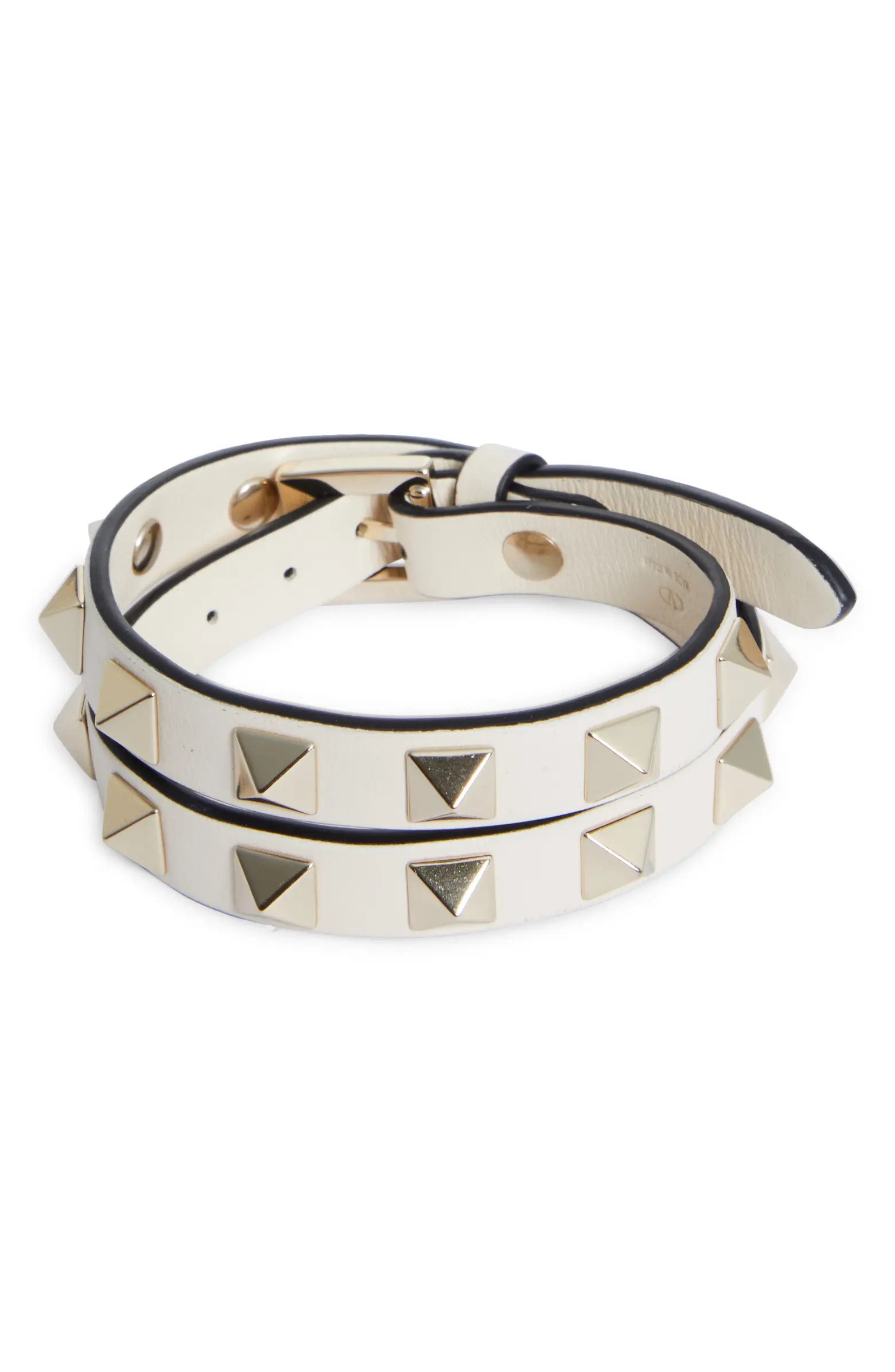 Rockstud Leather Double Wrap Bracelet | Nordstrom