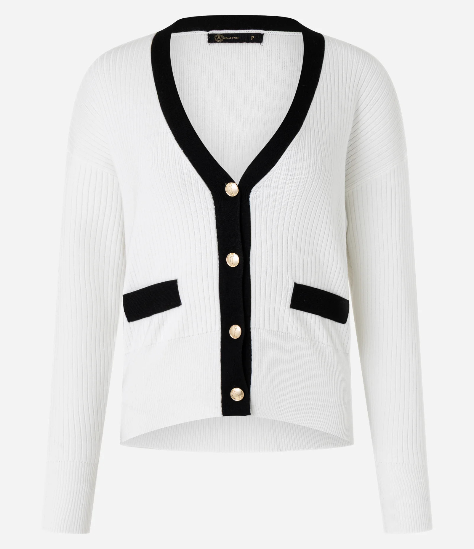 Caridgan em Tricô com Botões de Metal e Bolso Fake Contrastantes Branco - Lojas Renner | Renner (BR)