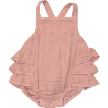 Angel Dear | Solid Muslin Dusty Rose Ruffle Sunsuit | Organic Cotton (Multicolor, Size 3-6M) | Maiso | Maisonette