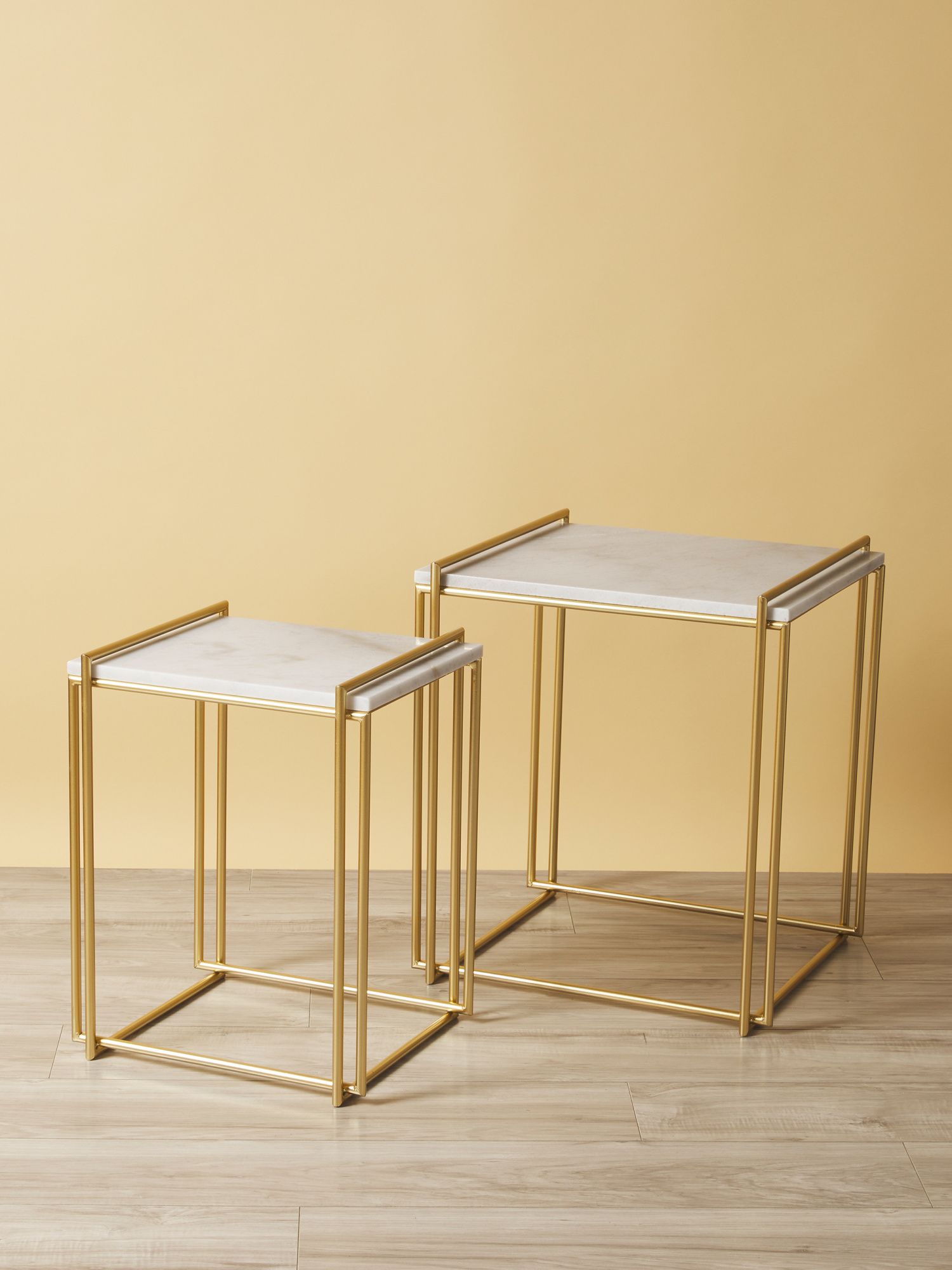 2pc Marble And Metal Side Table Set | HomeGoods