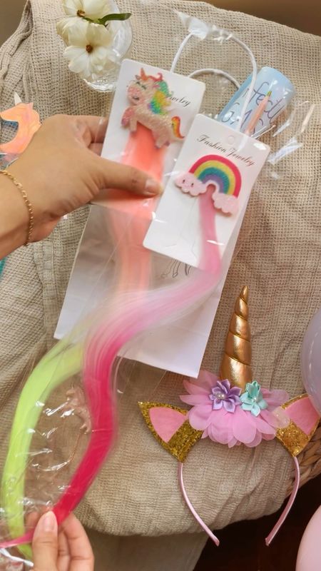 unicorn rainbow themed birthday favors for a four year old birthday 

#LTKSeasonal #LTKkids #LTKunder50