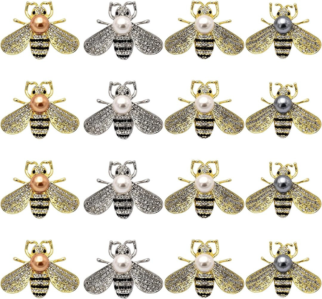 ESIW 16 PCS Honey Bee Brooches Lapel Pins Crystal Insect Themed Bee Brooches for Women | Amazon (US)