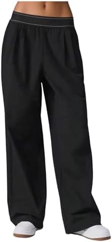 MakeMeChic Women's Wide Leg Workout Pants Quick Dry Low Waist Athletic Pants Active Wear | Amazon (US)